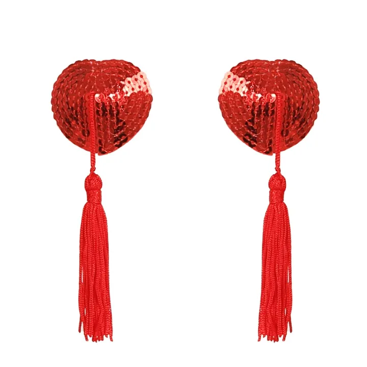 1 Pair Women Tassel Sequin Breast Stickers Heart Shape Nipple Covers
