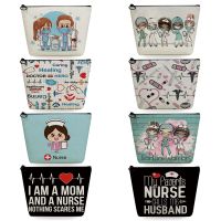 Travel Toiletry Bag Portable Cosmetic Bags Organizer Makeup Bag Heat Transfer Fashion Cartoon Dentist Nurse Print Women Designer