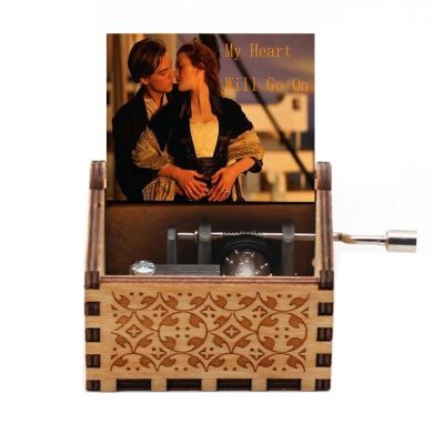 HOT Antique Wooden Hand Cranked My Heart Will Go On Music Box Titanic Movie Theme Song Birthday Christmas Gift Decoration