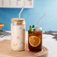 Thickened Glass Cup With Lid Straw Transparent Bubble Tea Cup Juice Beer Milk Mocha Cups Breakfast Mug Drinkware