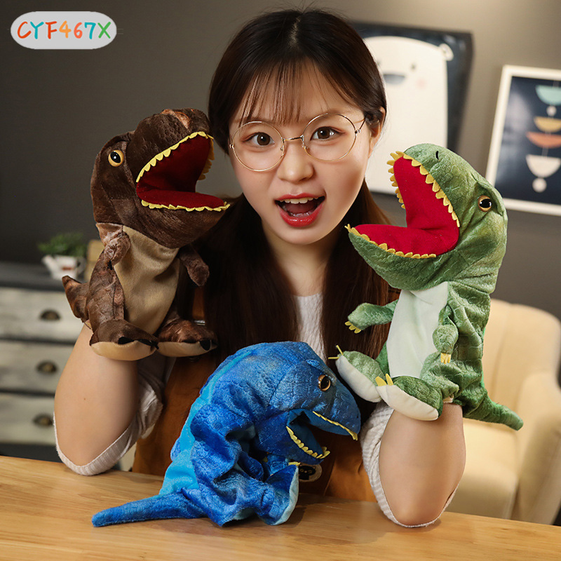 Kids Christmas Gift Red Prank Tricks Dinosaur Hand Puppet for Pretend Play 
