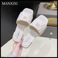 MANXIXI รองเท้าแตะส้นแบนแบบสบายแฟชั่นผู้หญิงลายสวย (ขนาด35-40)