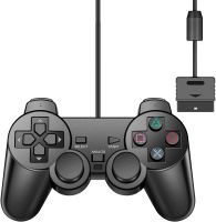 ตัวควบคุมสำหรับคอนโทรลเลอร์แบบมีสาย PS2สำหรับ PS2เพลย์สเตชันพร้อม USB การสั่นสะเทือนแบบคู่จอยสติ๊กวิดีโอเกมจอยแพด