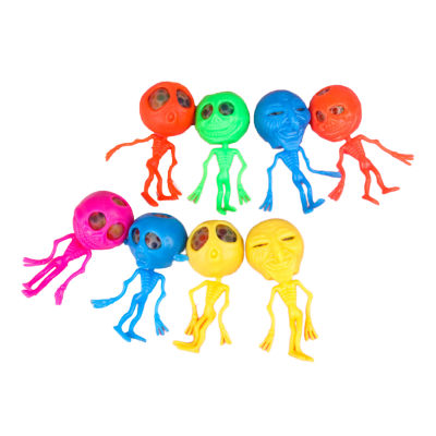 Microgood ของเล่นวันฮาโลวีน2ชิ้นของเล่นบีบยืดหยุ่นกะโหลกมนุษย์ต่างดาวของเล่นลูกบอลระบายอากาศความเครียด Relief ของเล่นเด็กของแกล้งหลอกฮาโลวีนถุงของเล่นลูกกวาดฟิลเลอร์ปาร์ตี้