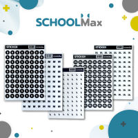 สติกเกอร์Size ชนิด ขาว ใส ดำ 150ดวง ยี่ห้อ schoolmax 1แผ่น