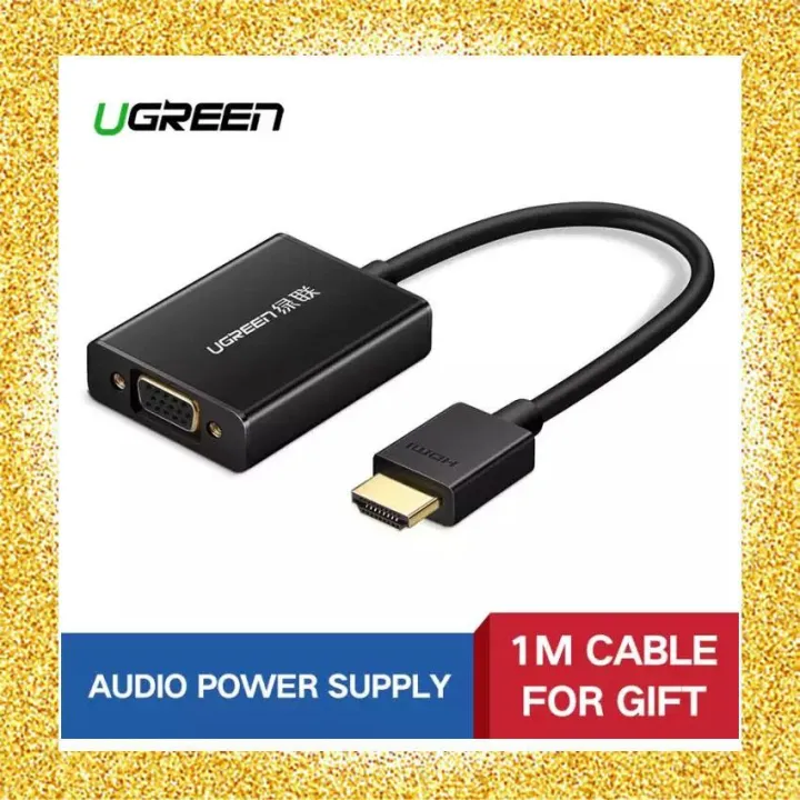 UGREEN Active HDMI to VGA Adapter Converter with Audio and Mirco USB Converter Premium Aluminum