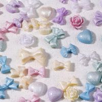 30pcs/pack Mixed Color Nail Resin Charm for Mermaid Mixed Gliiter Highlight Heart Bowknot Butterfly Nail Jewelry Accessories