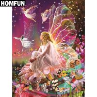 （Jinxiu cross-stitch）HOMFUN 5D สี่เหลี่ยมเต็มรูปแบบ/เจาะทรงกลม,ภาพวาดเพชร DIY Quot; Butterfairy Quot; 3D เย็บปักถักร้อยงานปักครอสติช5D การตกแต่งบ้าน A00926