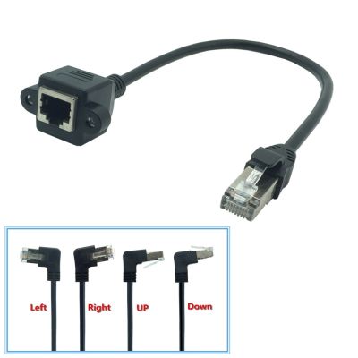 Lan Cable RJ45 Male to Female Extend Cord RJ45 Ethernet CableScrew Panel Mount Left Right Angled 90 Degree UP Down 0.3m 0.6m