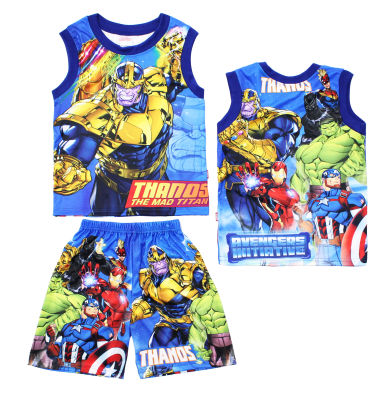 เฺสื้อผ้าเด็กลายการ์ตูนลิขสิทธิ์แท้ เด็กผู้ชาย/ผู้หญิง ชุดเที่ยว ชุดเดินเล่น ชุดลำลอง ชุดแฟชั่น THANOS เสื้อเด็กผ้ามัน Avengers DMA243-18 BestShirt