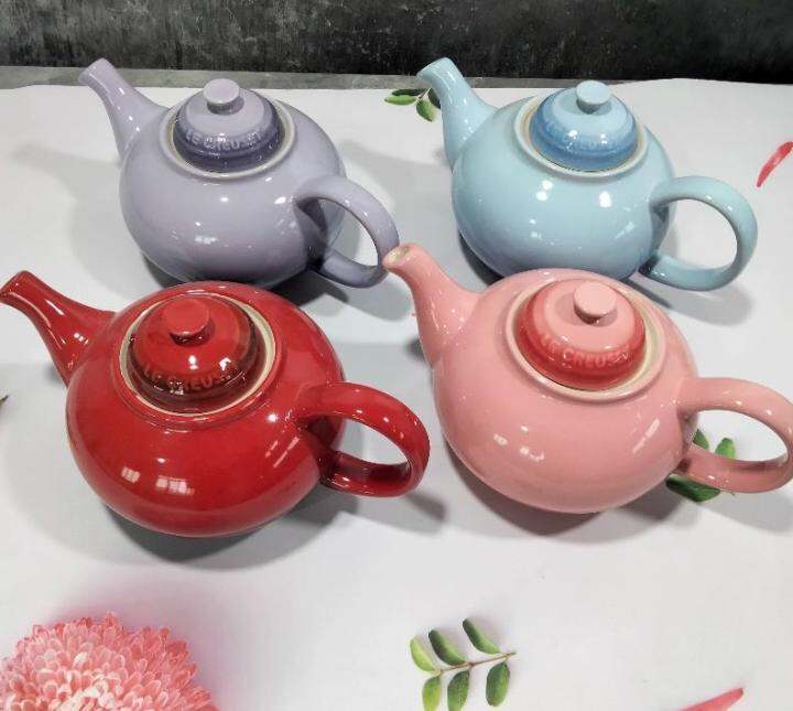 French Le Creuset Cool Color Enamel Stoneware Porcelain One Person Tea