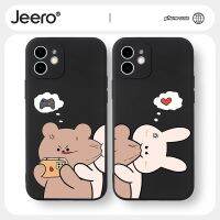 JEERO ชุดคู่ซิลิโคนนิ่ม,เคสโทรศัพท์เคสโทรศัพท์สี่เหลี่ยมกันกระแทกน่ารักลายการ์ตูนสวยงามเหมาะสำหรับ iPhone 13 12 11 Pro Max SE 2020 X XR XS 8 7 Ip 6S 6 Plus HFF714