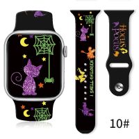 rfgykdtg Silicone For Apple Watch Band 44MM 40MM 41MM 49MM 38MM 45MM 42MM SE 8 7 6 5 Strap Women Wristband Halloween Gift Silicone Band