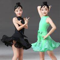 New Lace Latin Dance Dress For Girls Child Salsa Tango Ballroom Dancing Dress Competition Costume Kids Practice Dance Clothes