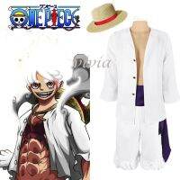 Anime Monkey D. Luffy Fifth Gear Helios Nica Cosplay Wano Country Costume Trench Coat And Sorts Hat Kimono Suits Cartoon Unifor