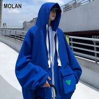 MOLAN เสื้อโค้ทวัยรุ่นสำหรับทั้งหญิงและชายสเวตเชิ้ตมีฮู้ดเสื้อคาร์ดิเกนแบบหลวม