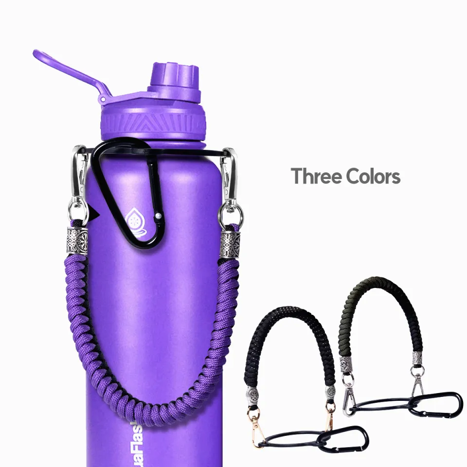 Purple Diamonds & Stripes Water Bottle Handle, Paracord Water Flask Holder  Elastic Cord Epoxy Coated, Stainless Steel, Glitter, Vinyl Bottle 