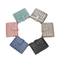 New Fashion Short Woven wallet Card Bag Zipper Female Fashion Women Card Wallets With Coin Purse Slim and Mini