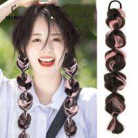 SECRET GIRL DIY สาวๆ ยางรัดผม อุปกรณ์ตกแต่งผม Braids สังเคราะห์ปลอม ต่อผม วิกผมบิด braids ไฮไลท์หางม้า เชือกถักเปีย วิกผม braider