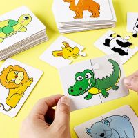 32pcs/lot Baby Cognition Jigsaw Toys Animal Traffic Car Puzzle for Children Cards Matching Game Unusual Learning Educational Toy Flash Cards