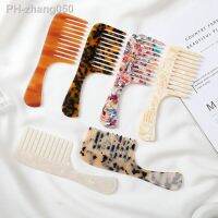 4mm Anti-static Long Handle Wide Tooth Comb For Women ​Acetic Marble Portable Acetate Plate Hair Brush Comb