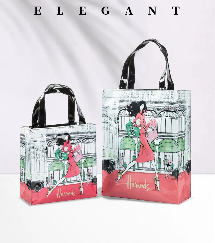 New Harrods PVC Waterproof Shopping Girl Eco friendly Shopping Bag