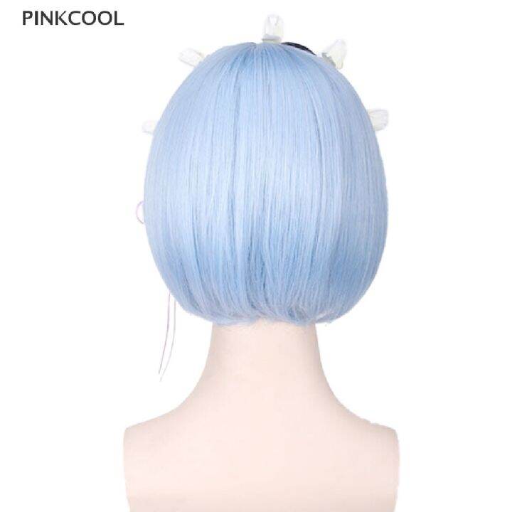 pinkcool-วิกผมคอสเพลย์-hajimeru-isekai-seikatsu-rem-ram-twins-สีฟ้า-สีชมพู-สําหรับปาร์ตี้