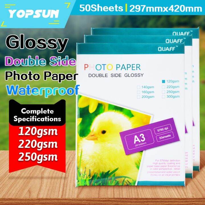 A3 Double Side Glossy Photo Paper 120 220 250 Gsm 50 Sheets QUAFF Brand ...