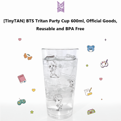 *BIG SALE LAST CHANCE* [TINYTAN] BTS Official TinyTAN Party Cup 600ml, Korea Authentic, Tritan BPA Free Reusable, Transparent Ice water beverage cup, RM, JIN, J-HOPE, SUGA, V, JIMIN, JUNGKOOK