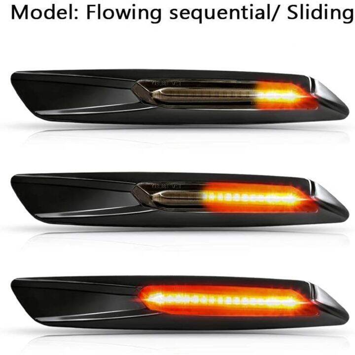 2pc Dynamic Amber 12V LED Side Marker Lights Turn Signal Lamp For BMW 1 3 5 Series F30 E90 E91