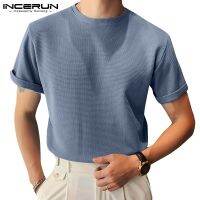 ﹊ Incerun เสื้อยืดลําลอง คอกลม แขนสั้น สไตล์เรียบง่าย สําหรับผู้ชาย 4 สี