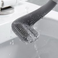 Silicone Toilet Brush Cleaner with Long Handle Flexible Cleaner Bathroom Brush Quick Drying Holder Bathroom Accessories