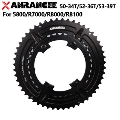 ANRANCEE ใบจานหน้าเสือหมอบ 50-34T 52-36T 53-39T เหมาะสำหรับ Shimano 5800 R7000 R8000 R8100 Crankset พร้อมน๊อตขันใบจาน