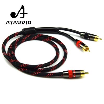 ATAUDIO HIFI RCA Dual rca Subwoofer kabel audio Murni Tembaga Tunggal Satu Sub-2 Splitter Y Kabel RCA