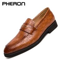 2022 Classic Crocodile Pattern Business Flat Shoes Men Designer Formal Dress Leather Shoes Mens Loafers Wedding Party Shoes