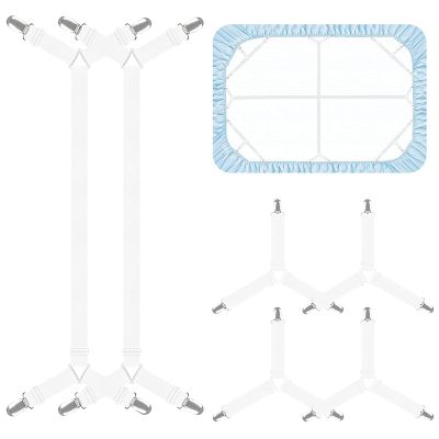 Bed Sheet Holder Straps,Adjustable Elastic Bed Sheet Straps,Crisscross Bed Sheet Fasteners Suspenders,Sheet Stays Clip