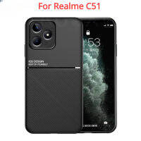 ขอบซิลิโคนอ่อนนุ่มเคสโทรศัพท์หนังแข็งด้านหลังเคสสำหรับ Realme C51 RealmeC55RealmeC51 C53 5G 2023ลายทางธุรกิจปลอกกันกระแทกทนทาน