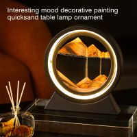 Moving art sand Hourglass table lamp Craft quicksand 3D Natural Landscape Flowing Sand Picture Hourglass Night Lamp Home decor Decorative Accessories