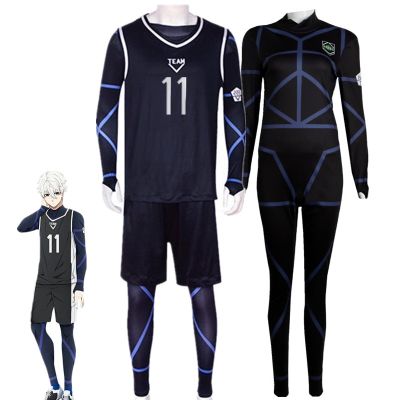 Anime Blue Lock Nagi Seishiro Cosplay Costume Black Jersey Jumpsuit Football Bodysuit Halloween Christmas Party Clothes