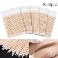 500/1000pcs Wood Cotton Swab Microbrush Eyelash Sticks Cleaning Swabs Nails Ear Toothpicks Cosmetic Eye Lash Glue Removing Tools Adhesives Tape