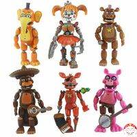 【คุณภาพสูง】6 ชิ้น / ล็อตพีวีซีเฟรดดี้รูปการกระทำ FNAF บอนนี่หมีตุ๊กตาของเล่นของขวัญ