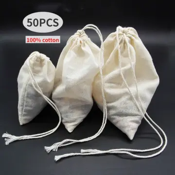 50pcs Muslin Bags with Drawstring, 4x6 Cotton Drawstring Bags Sachet Bag, Reusable Small Cloth Bags for Jewelry Pouch, Party Wedding Home Storage