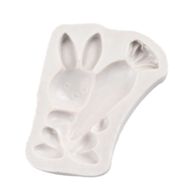 กระต่ายน้อยสีขาวแครอทซิลิโคนแม่พิมพ์ Diy F Ondant เค้กตกแต่งวางกาวแม่พิมพ์