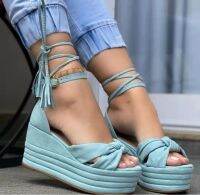 ประกาศตัวว่า Senhoras Cunhas Sandálias De Verão Arco Torção Cinta Peep Toe Sapatos Tornozelo Laço-Up Platafra Gladiador Saltos Feminos Sandaliaia Sandalalalalalalalalalalalalalalaliaas 2022