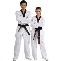 Cheap good quality child adult EXTERA taekwondo uniform Poom V-neck karate dobok WTF breathable fitness sport clothes suit TKD