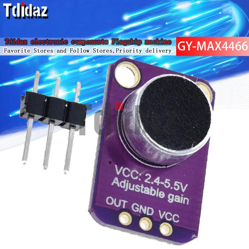 1Pcs GY-MAX4466 Electret Microphone Amplifier with Adjustable Gain for Arduino 
