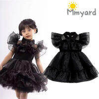 Mmyard ชุดเดรสแขนยาวลายฮาโลวีนชุดลำลองสีดำ,ชุดชุด Tulle ทรงเอ