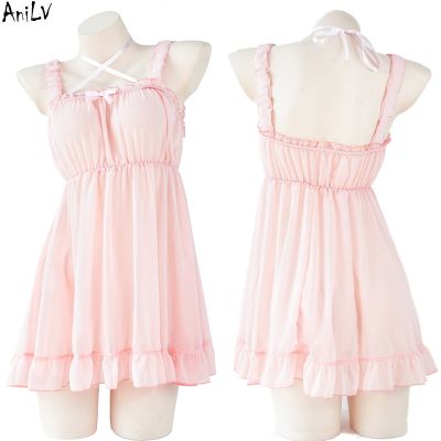 Anilv 2022 Anime Lolita Girl Chiffon Dress Unifrom Women Pink Pure Nightdress Pajamas Outfits Costumes Cosplay