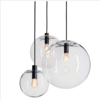 Nordic modern transparent glass ball chandelier E27 living room bedroom bedside restaurant chandelier light fixture