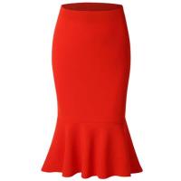 QianXing Shop Summer Fashion Women High Waist Mermaid Skirt Large Size Knee Length Trumpet Skirts Lady Office Wear Skirt Solid Color